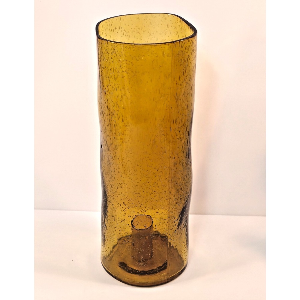 Vintage Amber Bubble Glass Candle Hurricane Taper Holder Tall Mid Century Decor - Picture 6 of 9